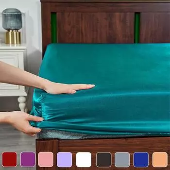 Роскошные атласные простыни, имитация шелка, мягкие, гладкие, приятные для кожи, покрывало, наматрасник с резинкой, защищают волосы, кожу, постельное белье US-T/UK-S:99x190x35cm