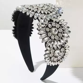 Роскошные барочные повязки на голову Полностью бриллиантовая широкая повязка для волос Аксессуары для волос для женской вечеринки Сияющая повязка на голову Обруч Головной убор