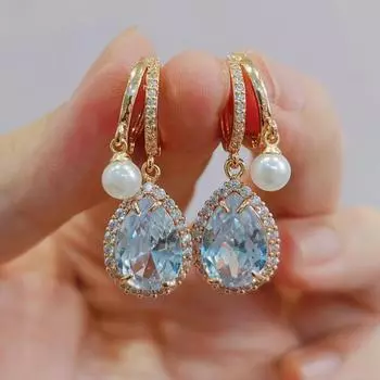 Роскошные белые серьги-капли с цирконием для женщин, новинка 2023 года, модные ювелирные аксессуары для свадьбы, помолвки и вечеринки белый