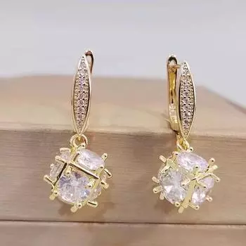 Роскошные блестящие белые серьги-подвески из циркония цвета шампанского для женщин, новые модные украшения, аксессуары для свадебной вечеринки белый