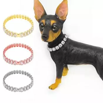 Роскошные блестящие ошейники для домашних животных со стразами, регулируемое ожерелье для домашних животных, кошки S золотой
