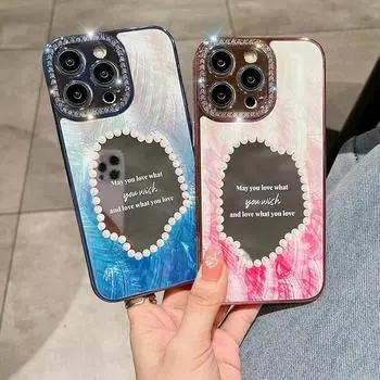 Роскошные блестящие ромбовидные чехлы для объектива с оправой для iPhone 15 14 13 12 Pro Max Plus, блестящие защитные чехлы для камеры с драгоценными камнями, зеркальные чехлы для телефонов iPhone 14 Pro Max