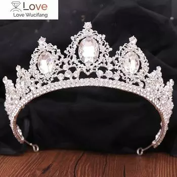 Роскошные большие свадебные диадемы со стразами, корона в стиле барокко, зеленая хрустальная диадема для невесты, повязка на голову, свадебные украшения для волос, аксессуары для платья серебро белый