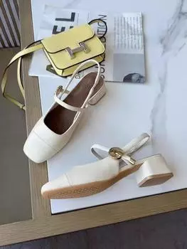 Роскошные босоножки Весна-лето Женские босоножки Туфли Мэри Джейн Женские каблуки Кожаные мюли с квадратным носком Босоножки на низком каблуке Босоножки с открытой пяткой 35