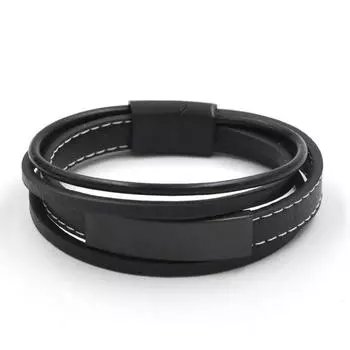 Роскошные браслеты для мужчин и женщин из нержавеющей стали, многослойная кожаная веревка, парные браслеты, модные подвески, ювелирные изделия, подарок 21cm