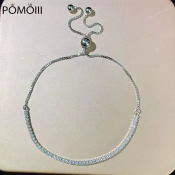 Роскошные браслеты из стерлингового серебра 925 пробы для женщин, изящные ювелирные изделия, подарок на день Святого Валентина, регулируемый браслет-цепочка с бриллиантами