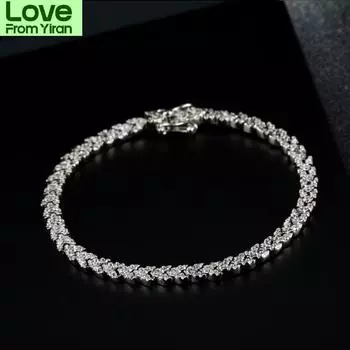 Роскошные браслеты из стерлингового серебра 925 пробы для женщин, изысканные ювелирные изделия, сверкающий браслет с бриллиантами из высокоуглеродистого камня, подарок на день Святого Валентина