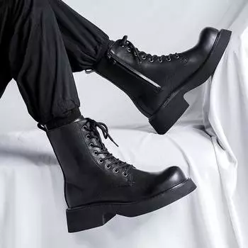 Роскошные брендовые ботинки Chelsea 2024, высококачественные кожаные классические британские ботинки Chelsea на платформе, высокие мужские ботинки в стиле панк, ботильоны 38 чёрный