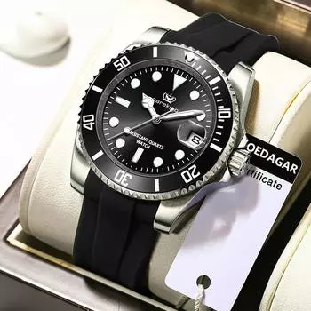 Роскошные брендовые часы мужские силиконовые спортивные часы мужские армейские кварцевые наручные часы хронограф мужские часы чёрный