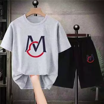 Роскошные брендовые комплекты, мужские футболки с принтом большого размера, шорты, комплекты из 2 предметов, летняя уличная одежда S