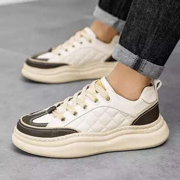 Роскошные брендовые кроссовки на шнуровке, мужская модная обувь из натуральной кожи, удобная повседневная обувь для мужчин, новые нескользящие туфли для скейтбординга 38 коричневый