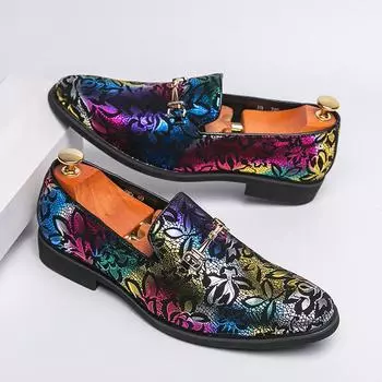 Роскошные брендовые лоферы, дизайнерские мужские туфли без застежек, модные цветные кожаные туфли, мокасины, мягкая подошва, удобные туфли для свадебной вечеринки 38 фиолетовый