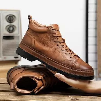 Роскошные брендовые мужские ботильоны, высококачественные мужские базовые ботинки из натуральной кожи, мужская обувь, высокие кроссовки для отдыха и прогулок с противоскользящим покрытием 38