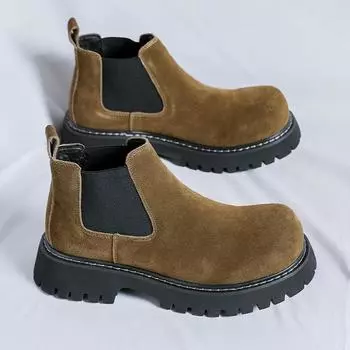 Роскошные брендовые мужские ботинки челси из натуральной кожи ручной работы, классические модные ботинки для отдыха, новые удобные кожаные ботинки в британском стиле 38 чёрный