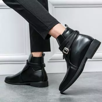 Роскошные брендовые мужские деловые ботинки итальянские деловые высококачественные повседневные формальные ботинки челси дизайнерские мужские ботильоны большие размеры 38-48 38 чёрный