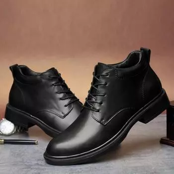 Роскошные брендовые мужские деловые туфли, модные зимние ботильоны из натуральной кожи, высококачественные толстые теплые ботинки большого размера 36