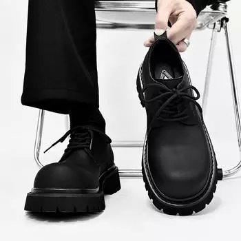 Роскошные брендовые мужские кожаные повседневные туфли, модные высококачественные рабочие ботинки на платформе, низкие, удобные, противоскользящие, защитные ботинки 37 чёрный