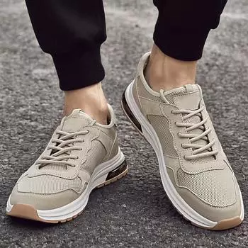 Роскошные брендовые мужские кроссовки 2024 года, дышащая трикотажная сетчатая повседневная обувь, легкая повседневная обувь для ходьбы, мужская обувь 38 бежевый