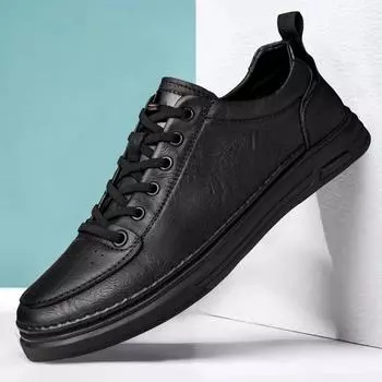 Роскошные брендовые мужские повседневные туфли из натуральной кожи мужские кроссовки нескользящие удобные балетки мужская обувь для отдыха на свежем воздухе новая обувь для отдыха на открытом воздухе 38 чёрный