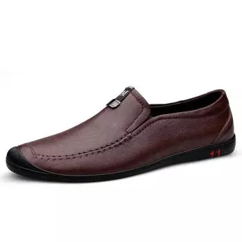 Роскошные брендовые мужские повседневные туфли из натуральной кожи, мокасины без застежек, мужская деловая удобная обувь для отдыха и вождения 37 чёрный