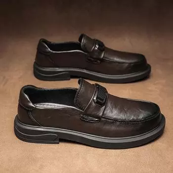 Роскошные брендовые мужские повседневные туфли, модные туфли-лоферы без застежек, мужские кожаные туфли для вождения, деловые дизайнерские мокасины Hombre 39 чёрный