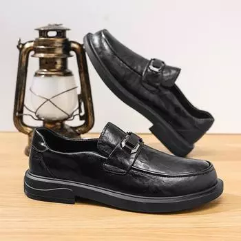 Роскошные брендовые мужские повседневные туфли, модные туфли-лоферы без застежек, мужские кожаные туфли для вождения, деловые дизайнерские мокасины Hombre 39 чёрный