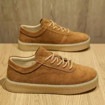 Роскошные брендовые мужские повседневные замшевые кожаные туфли на шнуровке, деловые туфли на плоской подошве, британские деловые нескользящие туфли для вечеринок 39-44 39 бежевый