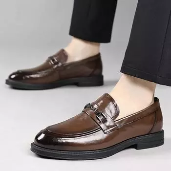 Роскошные брендовые мужские туфли 2024 года, новые повседневные трендовые туфли из натуральной кожи, повседневная деловая обувь на плоской подошве, дизайнерская прогулочная обувь 38 чёрный