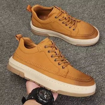 Роскошные брендовые мужские туфли из натуральной кожи, повседневные мужские классические кроссовки, модные кроссовки на плоской подошве, удобная спортивная обувь ручной работы 38 бежевый
