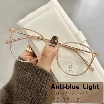 Роскошные брендовые очки для близорукости с защитой от синего света, компьютерные очки, женские модные очки для ближнего зрения по рецепту, диоптрии от 0 до -4,0 0