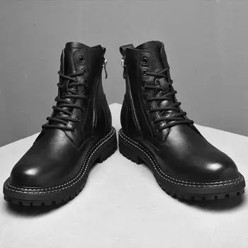 Роскошные брендовые осенне-зимние высокие ботинки для мужчин, модные повседневные ботинки из коровьей кожи для отдыха на открытом воздухе, новые дизайнерские ботинки из натуральной кожи 38