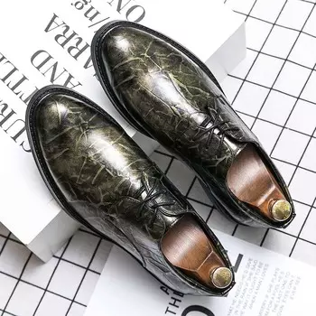 Роскошные брендовые оксфордские кожаные туфли для мужчин, дышащие, формальные туфли для офиса, свадьбы, мокасины для бизнеса с толстой подошвой 38 чёрный