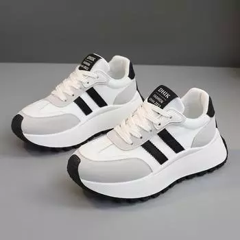 Роскошные брендовые повседневные туфли для мужчин, весна 2025 г., новые удобные туфли на платформе, теннисные кроссовки со шнуровкой, добавляющие высоты, вулканизированные туфли 35 чёрный