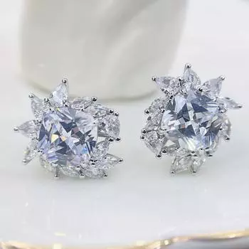 Роскошные брендовые серьги из стерлингового серебра 925 пробы с бриллиантами для женщин 3 карата Aaa + серьги-гвоздики с топазом, ювелирные изделия Orecchini Aros Mujer Oreja розовый