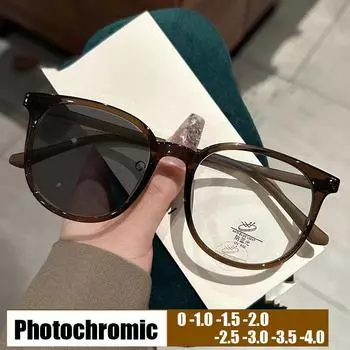 Роскошные брендовые уличные солнцезащитные очки с изменением цвета, унисекс, женские и мужские очки, готовые фотохромные очки для близорукости по рецепту 0