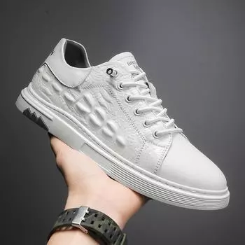 Роскошные брендовые вулканизированные туфли, модная мужская повседневная обувь, нескользящие туфли на плоской подошве для ходьбы, кроссовки из натуральной кожи с крокодиловым узором 38