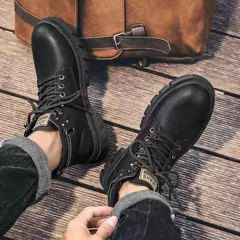 Роскошные брендовые высокие мужские повседневные дорожные туфли 2024 года, универсальные кожаные мужские ботильоны, нескользящие, новые теплые зимние ботинки для мужчин 38