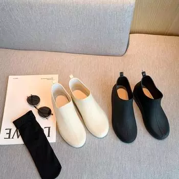 Роскошные брендовые женские и мужские непромокаемые сапоги, резиновые женские прогулочные непромокаемые ботильоны «Челси», повседневные короткие ботинки на толстой подошве 36 чёрный