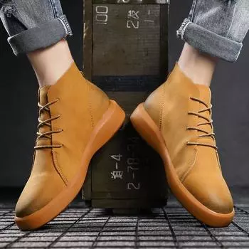 Роскошные брендовые зимние меховые теплые мужские ботинки «Челси» на шнуровке, винтажные ботинки на подошве Tendon, рабочие ботинки для отдыха на мягкой подошве 38 чёрный