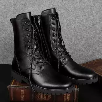 Роскошные брендовые зимние мужские высокие ботинки из натуральной кожи мужские ботильоны швейная обувь высокого качества охотничьи ботинки 36