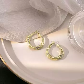 Роскошные бриллиантовые геометрические серьги для женщин, дизайн в виде серебряной иглы Model E4505-1