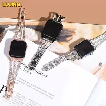 Роскошные бриллианты Сменный ремешок для Apple Watch серии 9 8 5 6 SE 7 44 мм 40 мм 41 мм 45 мм Браслет-цепочка для iWatch Ultra 2 Ремешок 49 мм 42 мм 38 мм 38mm 40mm 41mm
