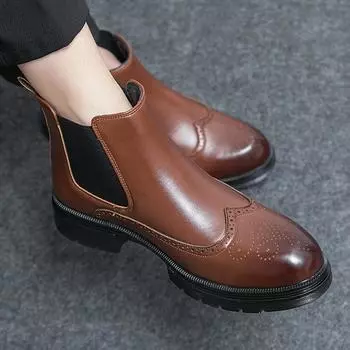 Роскошные британские броги, толстые рабочие туфли челси, высокие повседневные кожаные мужские дизайнерские деловые туфли для мужчин, ботильоны, обувь 38