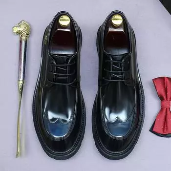 Роскошные броги кожаные туфли мужские туфли из натуральной кожи дизайнерские элегантные черные коричневые мужские свадебные туфли 38 чёрный