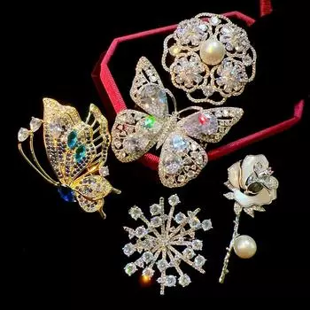 Роскошные броши-бабочки для женщин и мужчин, высококачественные нишевые инкрустированные цирконом розы, костюм, аксессуары для одежды, булавка, корсаж, праздничные подарки