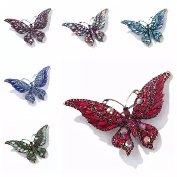 Роскошные броши-бабочки со стразами, модная брошь-бабочка, хрустальная большая брошь-бабочка для вечеринки 01