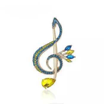 Роскошные броши в виде музыкальных нот со стразами для женщин, гламурные булавки унисекс, 5 цветов, доступны повседневные аксессуары для вечеринок, подарки