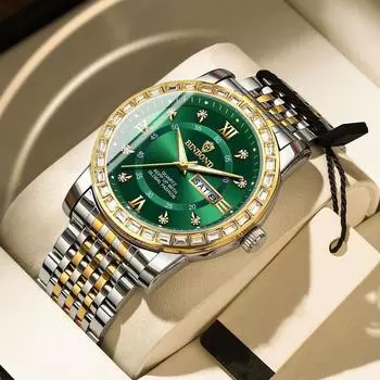 Роскошные часы для мужчин Элегантные водонепроницаемые светящиеся мужские часы кварцевые наручные часы из нержавеющей стали деловые мужские часы Reloj золотой