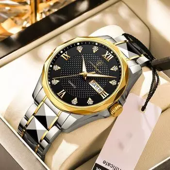 Роскошные часы для мужчин, водонепроницаемые, светящиеся, с датой и неделей, мужские часы из нержавеющей стали, кварцевые часы для мужчин, высококачественные часы