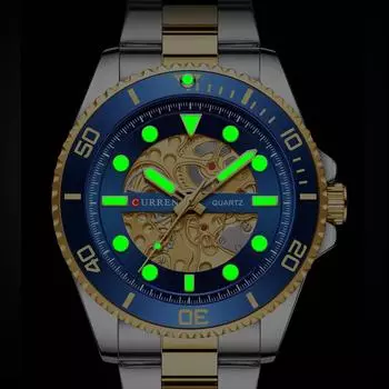 Роскошные часы из нержавеющей стали с люминесцентным кварцевым ремешком для мужчин, повседневные деловые часы чёрный